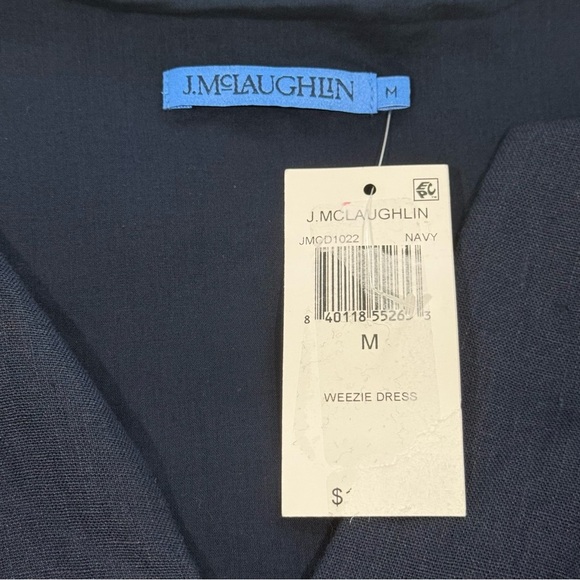 J. McLaughlin Weezie Navy Blue 100% Linen Sleeveless Dress SZ Medium $198 NWT - Picture 8 of 10